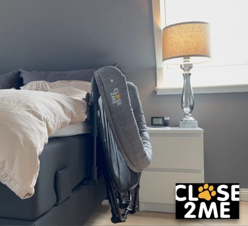 CLOSE2ME Happy - mittelgroßes Haustier-Beistellbett, grau, für Katzen und Hunde bis 12 kg