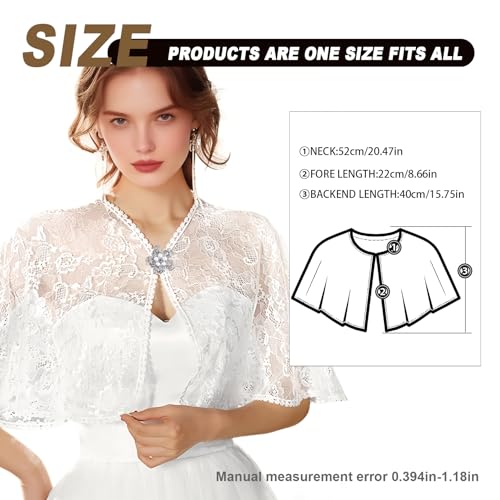 Girl's Lace Bridal Wedding Shawls, White Floral Embroidered Shrug Bolero Cape Guest Flower Girls3