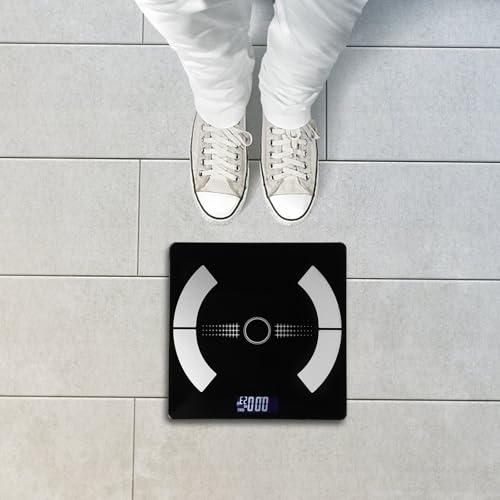 Balance connectée en verre noir avec écran numérique haute précision