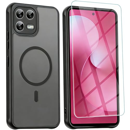 Pemuyak for Revvl 8 Pro Phone Case, Magnetic Revvl 8Pro 5G Case with Screen Protector, Translucent Matte Anti-Fingerprint Shockproof Stronger Magnetic Cover for T-Mobile Revvl8 Pro, Black by Pemuyak - Used condition - US$7.50