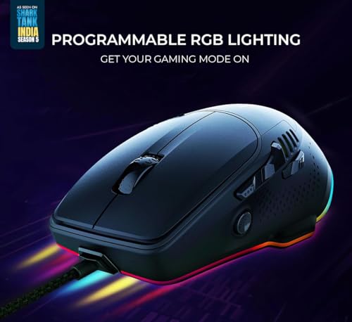 Image of Kreo Hawk Gaming Mouse with Programmable Buttons & RGB Lighting | Top Pixart Sensor | Adjustable DPI with 1.5m Long Braided Cable and Optical Sensor | Lightweight & Durable (Hawk- Black)