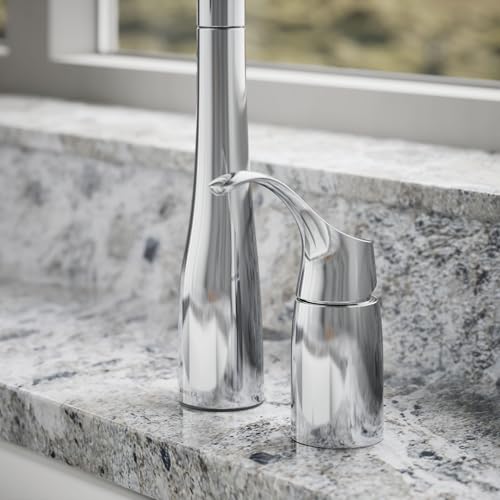 Image of KOHLER 647-CP K-647-CP Simplice Pull Down Kitchen Faucet, 2-Spray Faucet, Kitchen Sink Faucet with Pull Down Sprayer, Polished Chrome