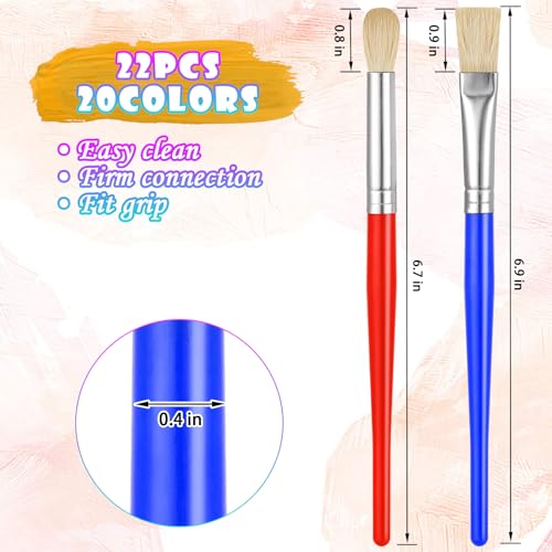 Ygaohf PBS001 Paint Brushes For Kids, 22 Pcs Round And Flat Paint Brush Set thumb #2
