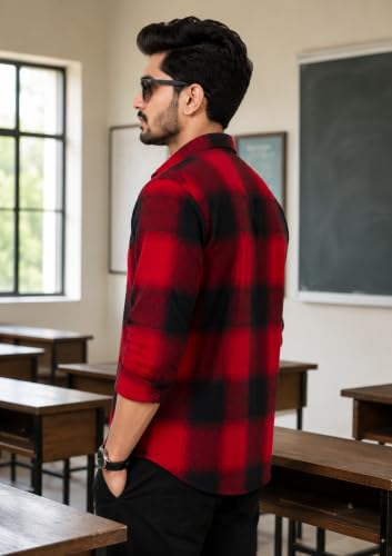 Image of Men's Flannel Plaid Check Full Sleeve Button-Down Shirt