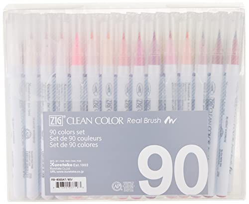 Zig Kuretake Clean Color Real Brush Marker Set 90/Pkg #TOP7