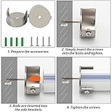 ZOCONE 2 Pcs Recess Brackets for Curtain Poles with Screws Wooden Curtain Pole Brackets 28mm Stainless Steel Brackets for Poles, Silver - Image 5