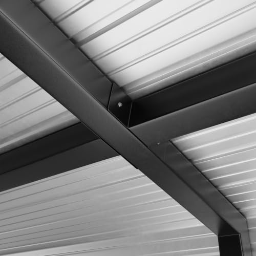 Image of Metal Carport 10x15ft Heavy-Duty | Military-Grade Reinforced Kits with Steel Roof & Hurricane | 80lbs /Sq.Ft Snow /RV /Camper /Truck /Tractor Shelter Outdoor