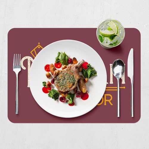Sets de table souple dessous en liège napperons rouge grand format 39,5 x 28,5 cm - 7