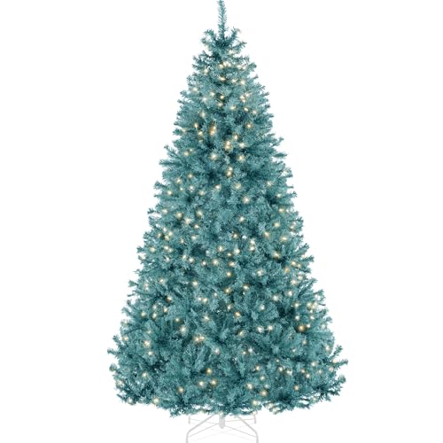 Best Choice Products 6ft Pre-Lit Peacock Blue Christmas Tree, Full Artificial Holiday Decoration w/ 947 Branch Tips, 250 Lights, Foldable Base