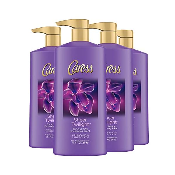 Caress Body Wash with Pump To Relax & Recharge Sheer Twilight With Floral Oil Essence, 25.4 Ounce (Pack of 4)