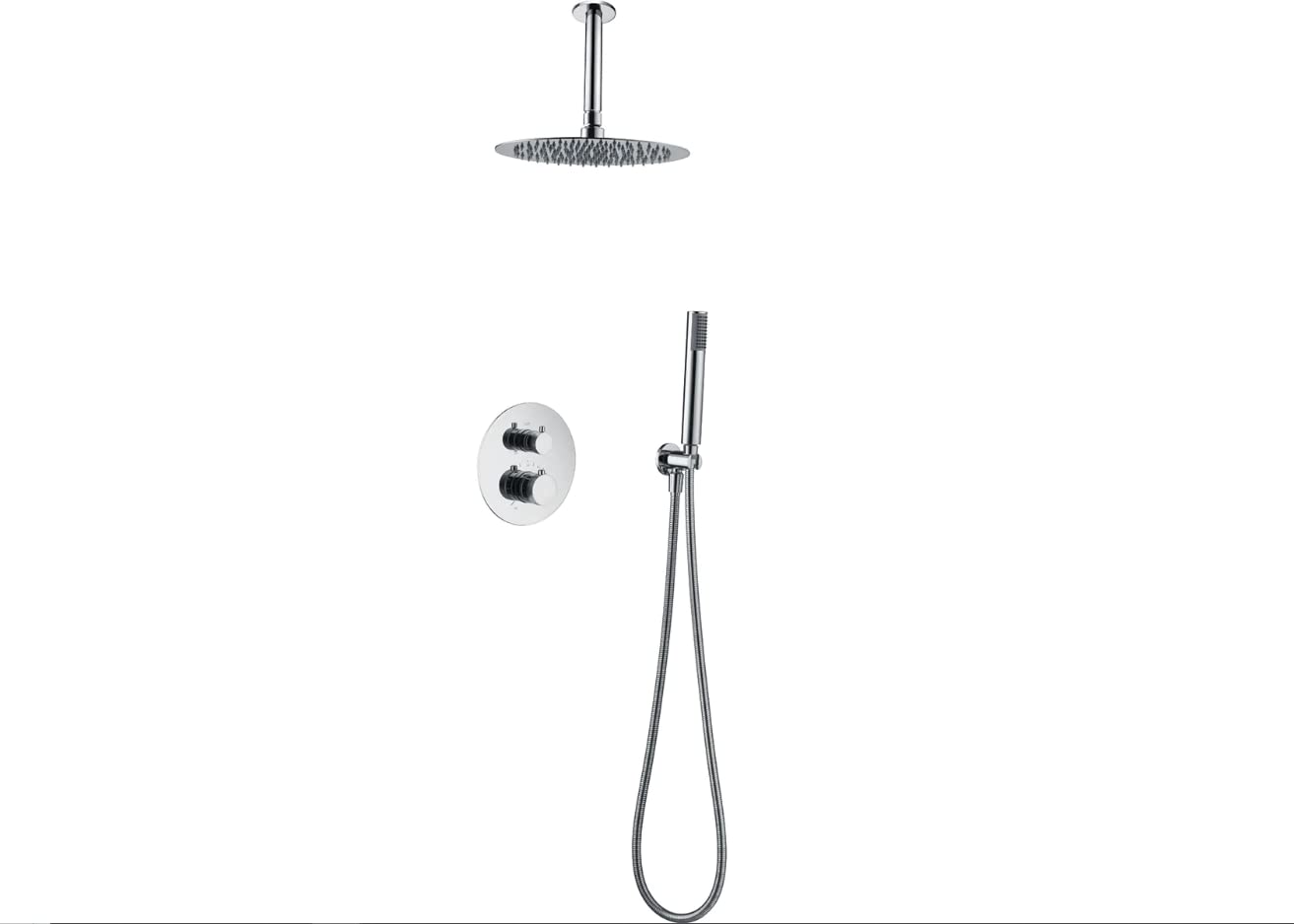 MICE - Conjunto de ducha termostática empotrado Techo - Kit Termostático Ducha Empotrado 2-Vías - SERIE LINE TOP Cromo - GTQ038