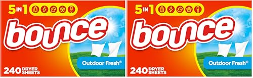 Image of Bounce Dryer Sheets, Outdoor Fresh, 480 Count | Static Control | Wrinkle Fighters | 2 Packs of 240