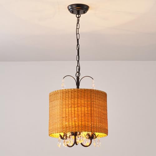 Lustre unique en imitation cristal avec structure métal noir