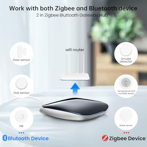MIUCDA Tuya Zigbee Hub und Bluetooth Dual Mode Gateway Hub für Hausautomation Multi-Mode Wireless Smart Home Gateway Bridge APP Steuerung Sprachsteuerung über Alexa, Google Home