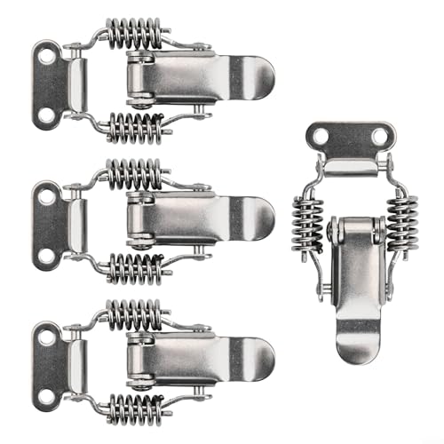 Gdfnmogo Lot de 4 loquets à bascule à ressort en acier inoxydable pour boîtes à outils, valises, boîtes de rangement, armoires en bois (S)
