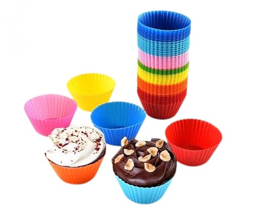 Forminhas de Silicone para Cupcake, Coloridas, Reutilizáveis, Antiaderentes, Kit com 12 Unidades