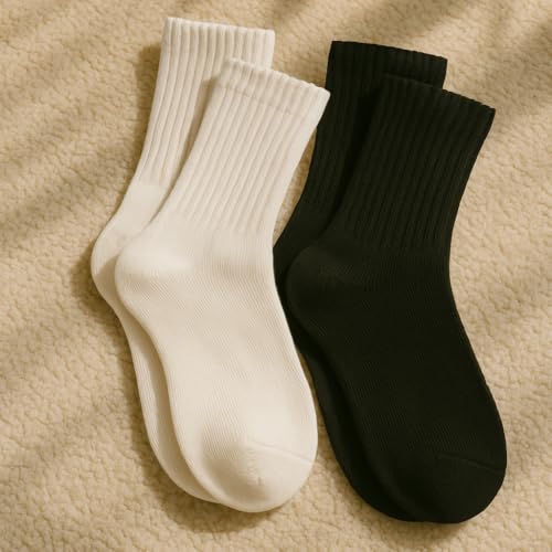 Women’s Casual Crew Calf Socks - Soft Comfortable Lightweight Cotton Blend Above Ankle Socks for Woman 7 Pairs Size 5-113
