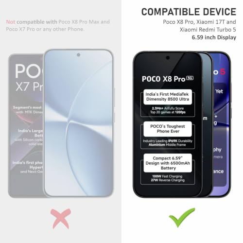 Image of SupCares Tempered Glass for Poco X8 Pro, Xiaomi 17T and Xiaomi Redmi Turbo 5 (6.59 Inch) With Installation Kit | 9H Edge to Edge Screen Protector | Black