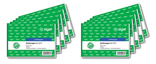 Carnet de reçus Sigel QU619 A6 avec mise en page paysage claire