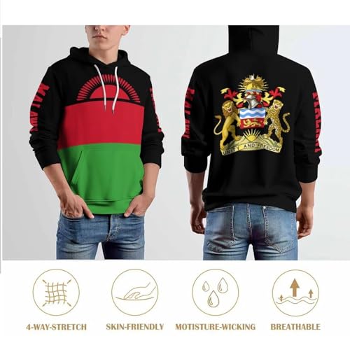 Sweat à capuche élégant homme imprimé drapeau pull graphique coupe ample hiver - 5