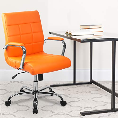 Flash Furniture Mid-Back Orange Vinyl Executive Swivel Office Chair With Chrome Base And Arms #TOP1