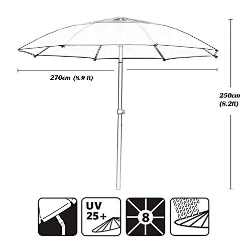 Parasol de jardín exterior de 2,7 m de sombra de sol caqui con manivela 3