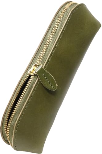 グリーン ペンケース スリム 栃木レザー ビジネス デザイン 日本製 レザー とちぎ スリム 大容量 ポーチ ふでばこ 筆箱 革 本革 皮 三角 メンズ レディース ファスナー 革製 学生 中学生 高校生 大学生 日本 国産 高級 プレゼント ギフト 大人