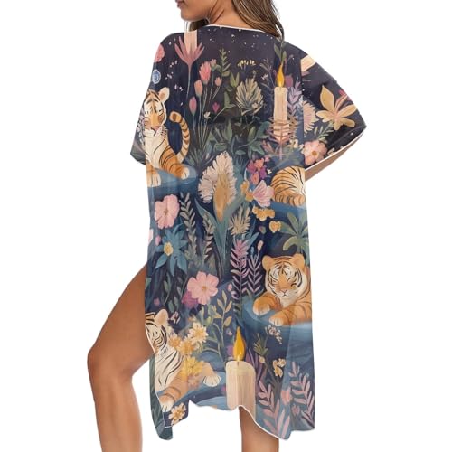 Vintage Bathing Suit Cover Up for Women Sexy Kimono Swimsuit Cover Ups Breathable Long Hawaiiann Cardigan
