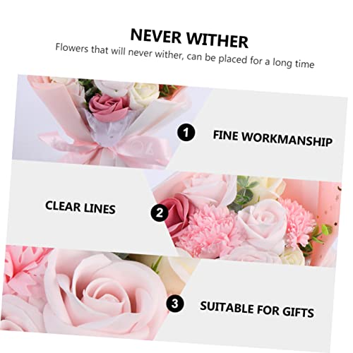 BESPORTBLE 1 Bündel Künstliche Seife Blume Rose Blumen Nelke Seifenstrauß für Valentinstag Jubiläumsfest (Rosa)