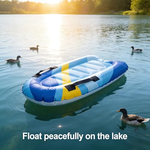 Aufblasbares Bodyboard für Kinder & Erwachsene, 75x65 cm, Tragbar & Faltbar mit 2 Griffen, PVC Surfbrett für Strand, Pool & Schwimmen Lernen, Wassersport Sommer (A)
