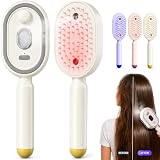 Elektrische Sprüh-Luftkissenbürste für Damen,4-in-1 Dampf Haarbürste mit Feinnebel,Wiederaufladbare Elektrische Haarbürste,Antistatische Entwirrbürste mit Kopfhautmassage&Glättungsfunktion (Beige)