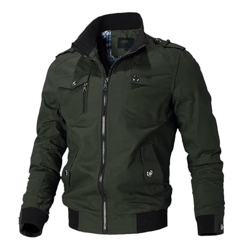 JEShifangjiusu Mens Long Sleeve Classic Fit Jeans Coat Zip Up Cargo Denim Jacket Casual Cowboy Outwear Coats ﻿4