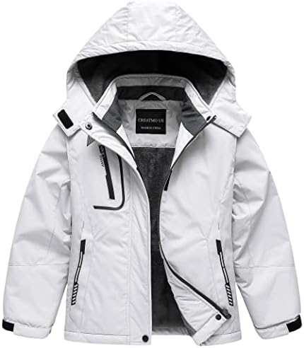 CREATMO US Girl's Waterproof Ski Jacket Warm Winter Snow Coat Windproof Snowboarding Rain Jacket