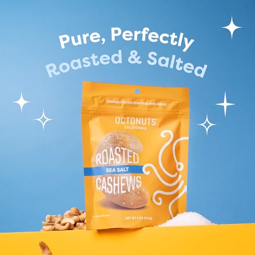 Image of Octonuts Dry Roasted Cashews with Sea Salt - 5oz - Simple Plant-Based Protein Snack - Healthy Snacks for Adults & Kids - Only 3 Whole Ingredients, Keto Friendly, Vegan, Non-GMO Verified