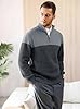 Zaitun Men's Quarter Zip Knitted Jumper, Mock Neck Long Sleeve Casual Pullover Top Warm Comfortable Slim Fit Winter Sweater for Men Brown and Silver Grey and Dark Grey 3XL #1