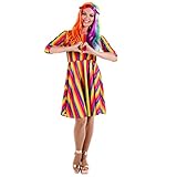 Womens Rainbow Dress Costume Adults Festival Pride 60s & 70s - Large