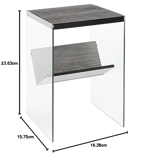 Convenience Concepts Soho End Table, Weathered Gray / Glass #TOP6