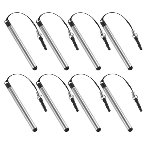 Pack de 8 mini lápices ópticos retráctiles con cordón para pantallas táctiles de móviles