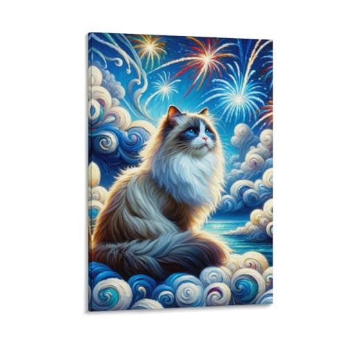Impression sur toile chat déco murale maison salon chambre ado 30x45