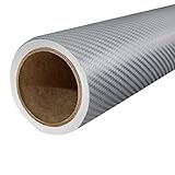 DecoMeister Klebefolie Carbonfolie Deko-Folie Selbstklebefolie Selbstklebende Möbelfolie Designfolie 3D Carbon-Optik Carbonfaser-Optik Folie je Laufmeter 127x100 cm Carbon Silber