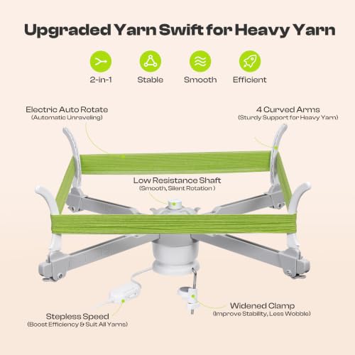 Image of Caydo Electric Yarn Swift Y1 Pro, Umbrella Holder for Skeins, Two Functions | Automatic Sweater Unraveling Machine for Used Yarn Recycling, Premium ABS Plastic Design, Ideal Helper for Knitting Lovers
