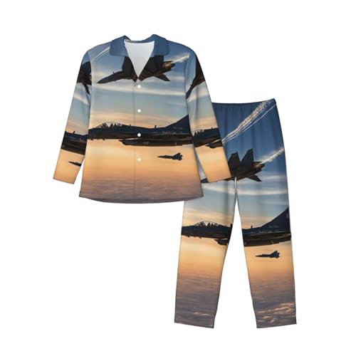 Ensemble de pyjama homme avions de chasse en coton premium aux finitions soignées
