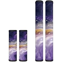 Purple Marble Refrigerator Door Handle Covers Washable Kitchen Appliances Cover Fridge Dishwasher Oven Protector Decor Keep Off Fingerprints Oil Stains Food Spot, 4 PCS