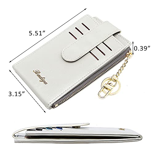 Image of Badiya Slim Women Wallet RFID Blocking Bifold Compact 9 Card Slots Holder Wallets Soft Leather with Zipper Coin Pocket 2 ID Window