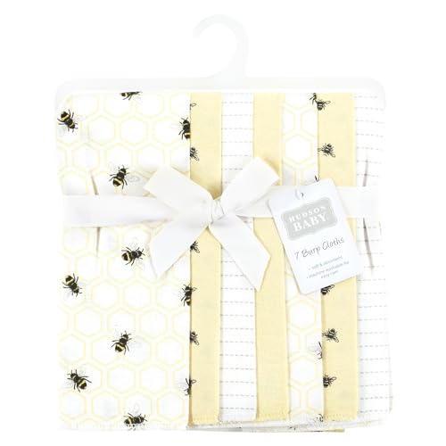 Image of Hudson Baby Unisex Baby Flannel Burp Cloth 7pk, Honey Bee, One Size