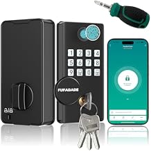 Digital Door Lock with Keypad Set - Fingerprint Door Lock with Keypad Set and 4 Keys - Digital Smart Locks for Front Door - Auto Lock - IP65 - High Security - Easy Install - Includes a Screwdriver