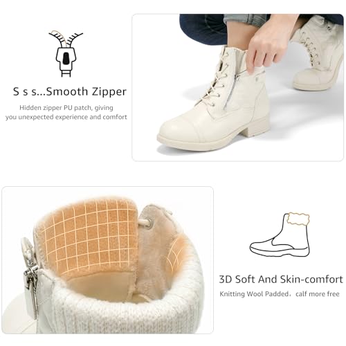 Image of STQ Womens Combat Boots Lace Up Ankle Booties With Side Zipper Fall Winter