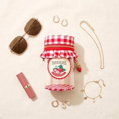Novelty Purse for Women Cute Strawberry Jam Shaped Crossbody Bag Transparent PVC Bags With Strawberry Accessories - image 5