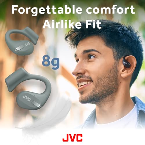 Image of JVC New Nearphones Open Ear True Wireless Headphones with 16mm Large Drivers for Powerful Sound, Single Ear use, Compact Size, and Long Battery Life (up to 38 Hours) - HANP50TG (Green)