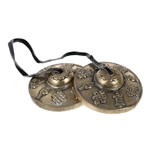 CIMAXIC Copper Cymbals Bell Meditation Chime Bell Percussion Buddhism Style for Daily Use